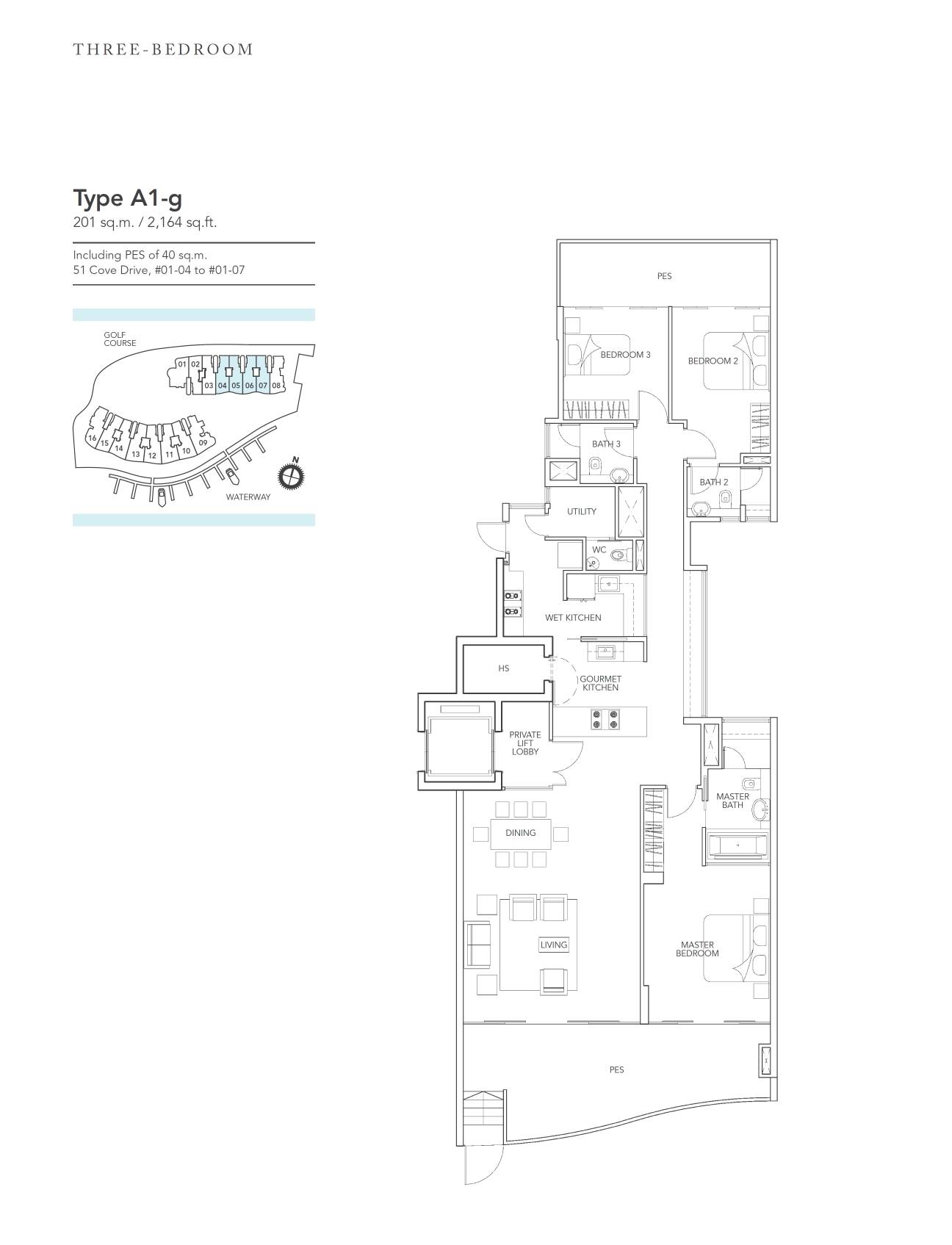 Turquoise 1 Bedroom Floor Plan 2
