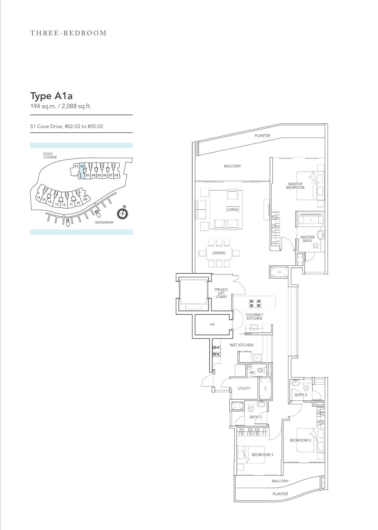 Turquoise 1 Bedroom Floor Plan 5