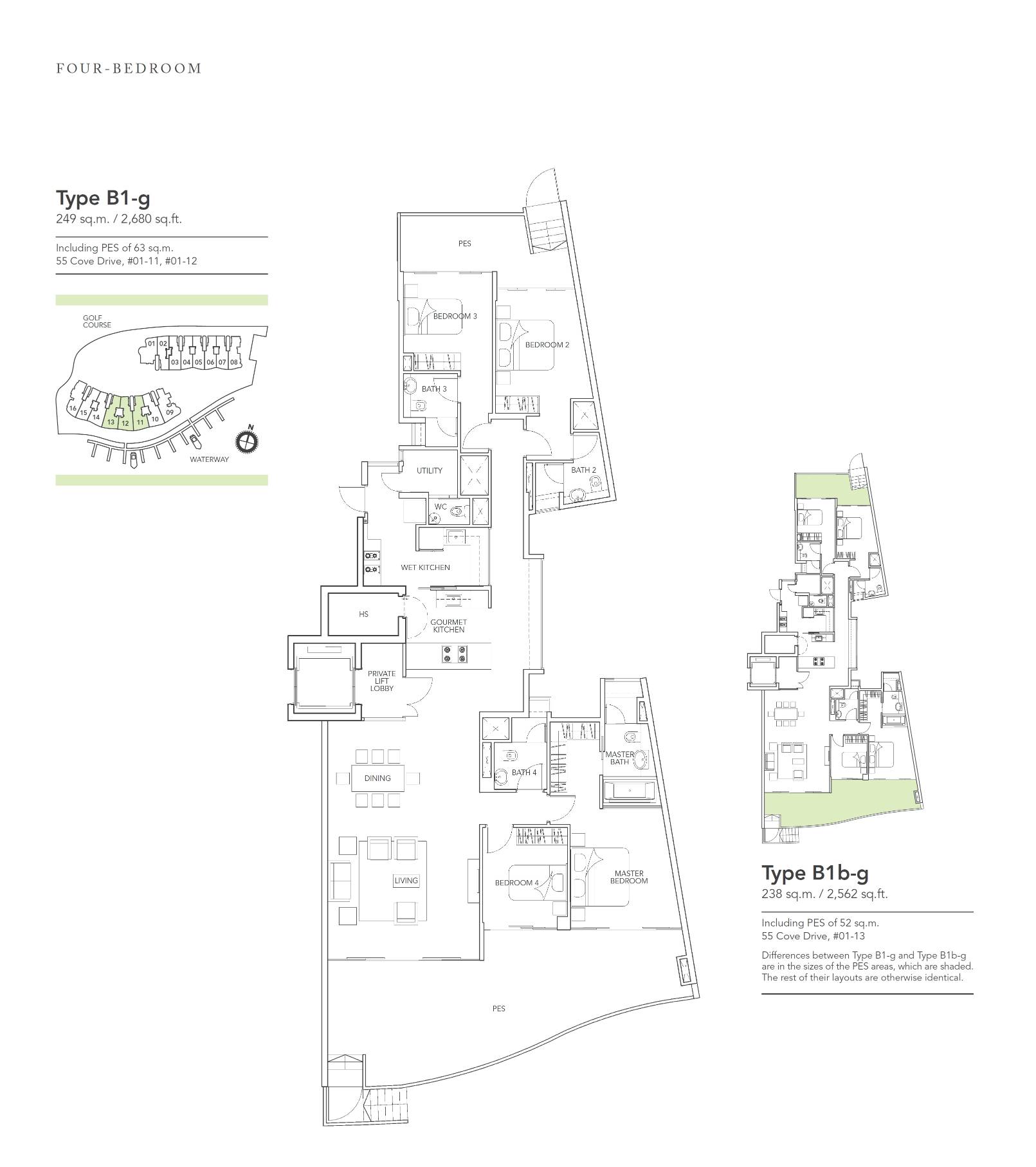 Turquoise 1 Bedroom Floor Plan 12