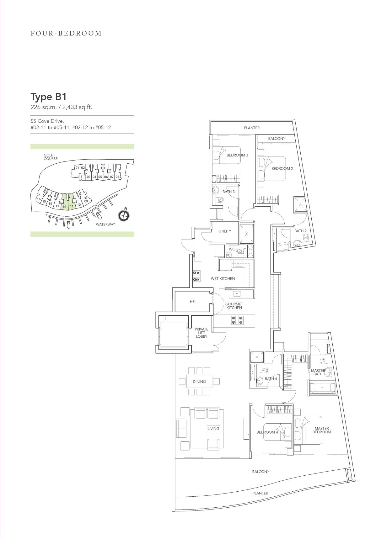 Turquoise 1 Bedroom Floor Plan 13