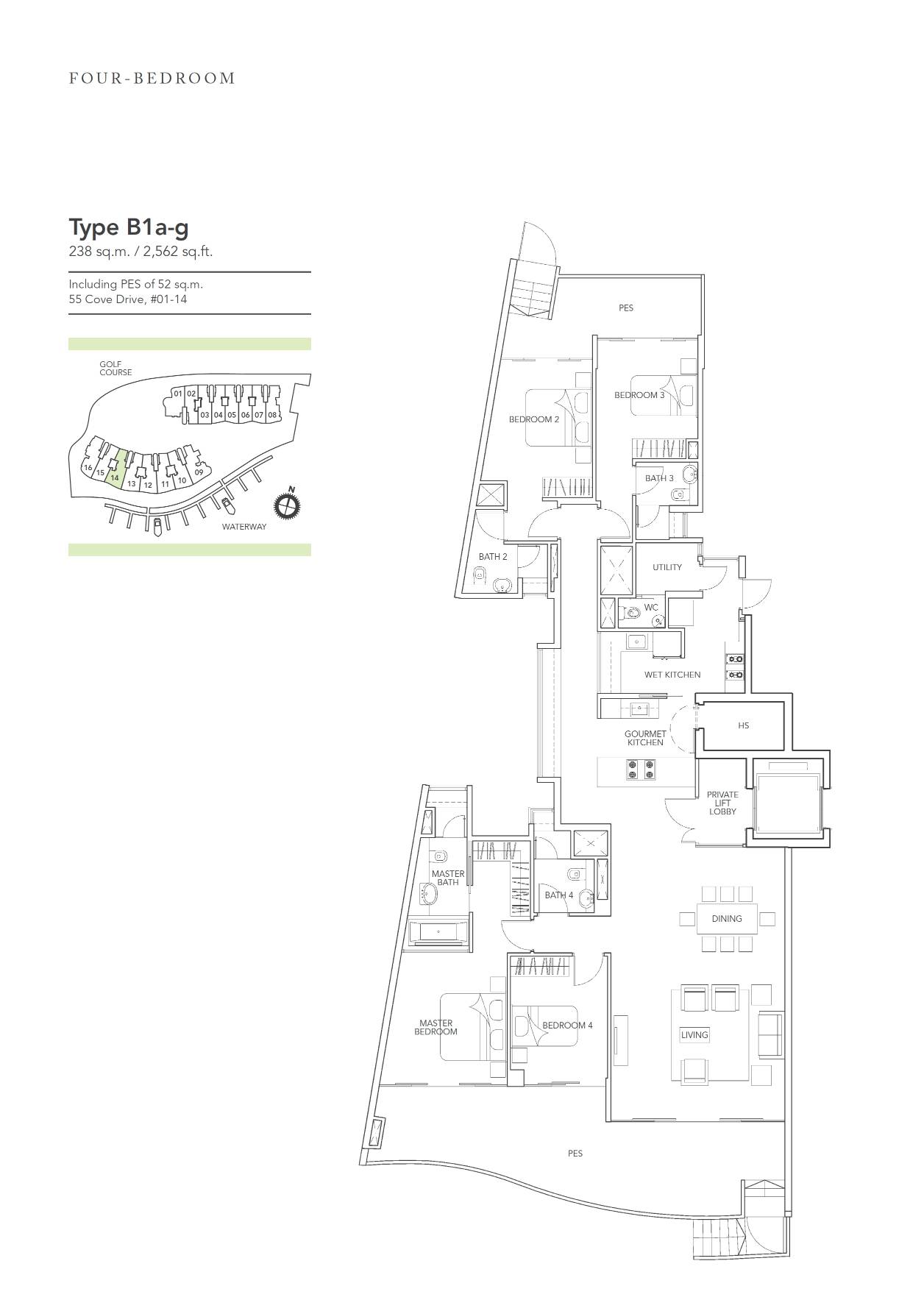 Turquoise 1 Bedroom Floor Plan 14
