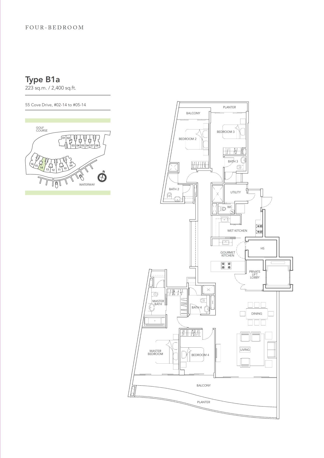Turquoise 1 Bedroom Floor Plan 15